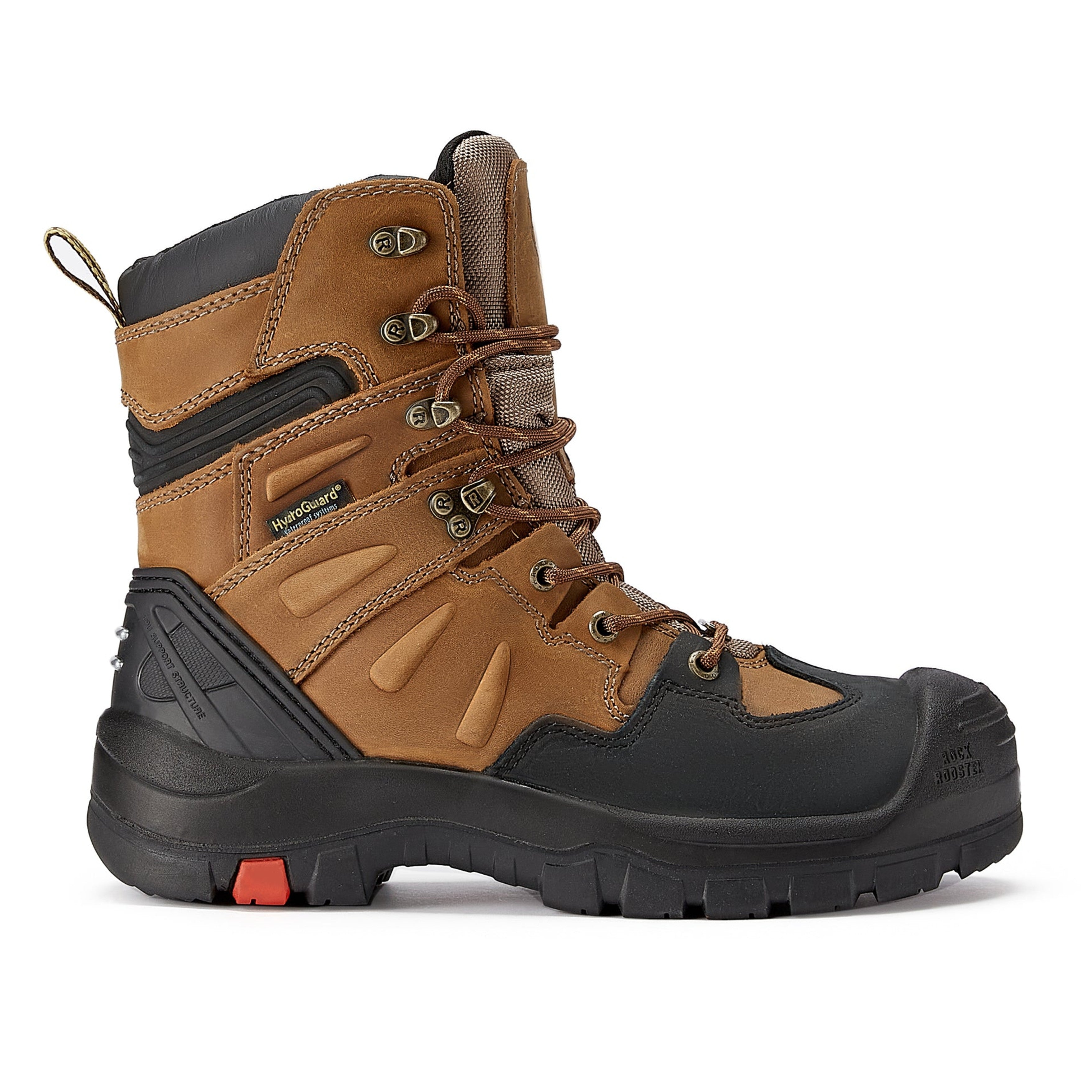 ROCKROOSTER Woodland Mans 8-duim Bruin Werkstewels, Komposiet-neus, Glybestand, Elektriese Gevaarbeskerming, Rubber Buitesool AK869